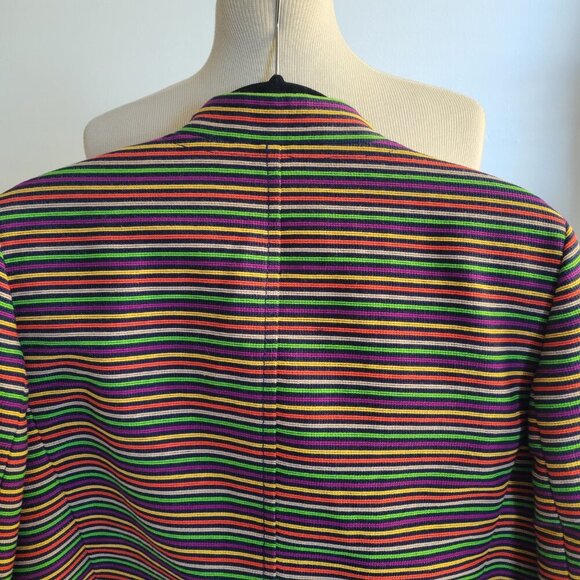 New Talbots Women’s Multicolor Blue Yellow Striped Rainbow Cotton Jacket (14) - Picture 8 of 16